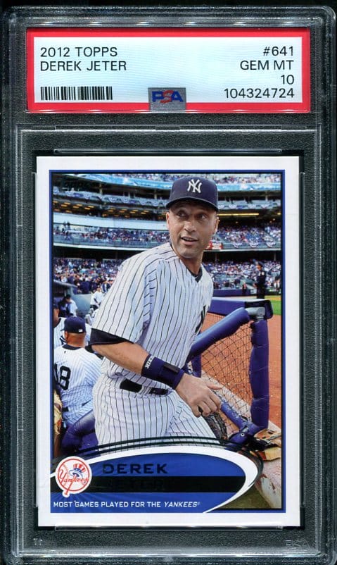 Authentic 2012 Topps #641 Derek Jeter PSA 10 Baseball Card