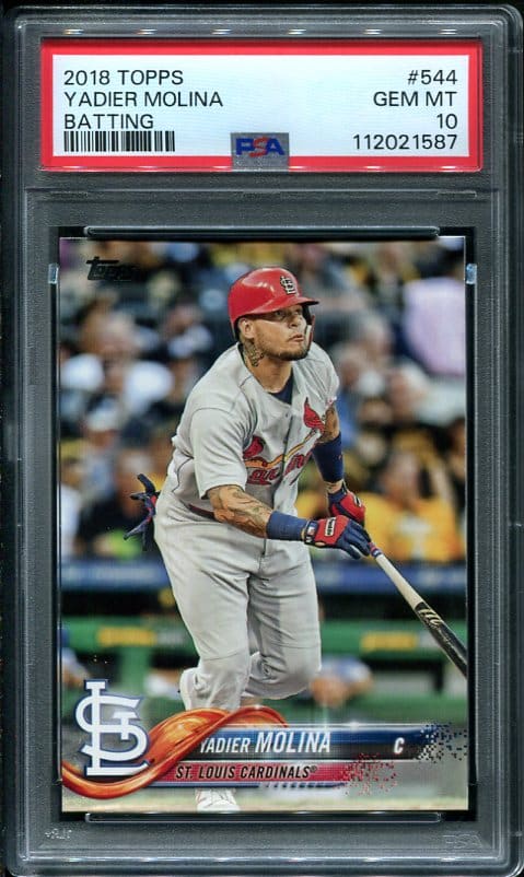 2018 Topps #544 Yadier Molina (Batting) PSA 10 Baseball Card