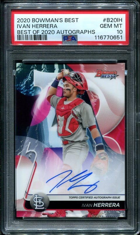 Autographed 2020 Bowman's Best #B20IH Ivan Herrera PSA 10 Rookie Car