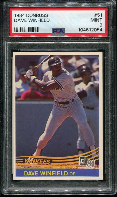 Authentic 1984 Donruss #51 Dave Winfield PSA 9 Baseball Card