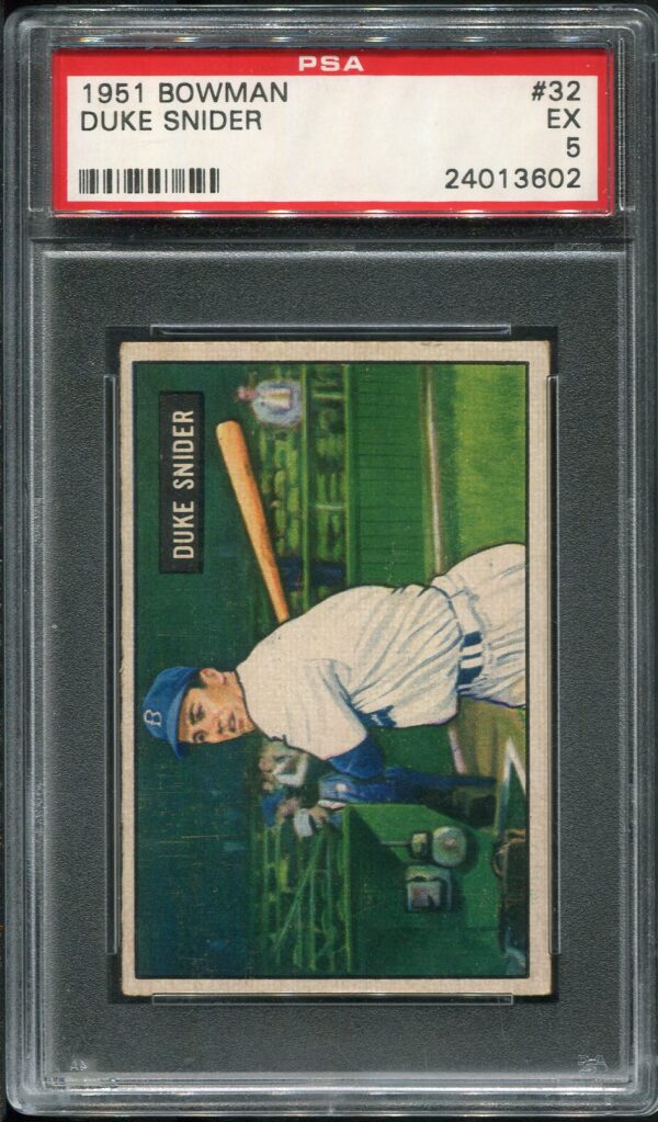 Authentic 1951 Bowman #32 Duke Snider PSA 5 Baseball Card