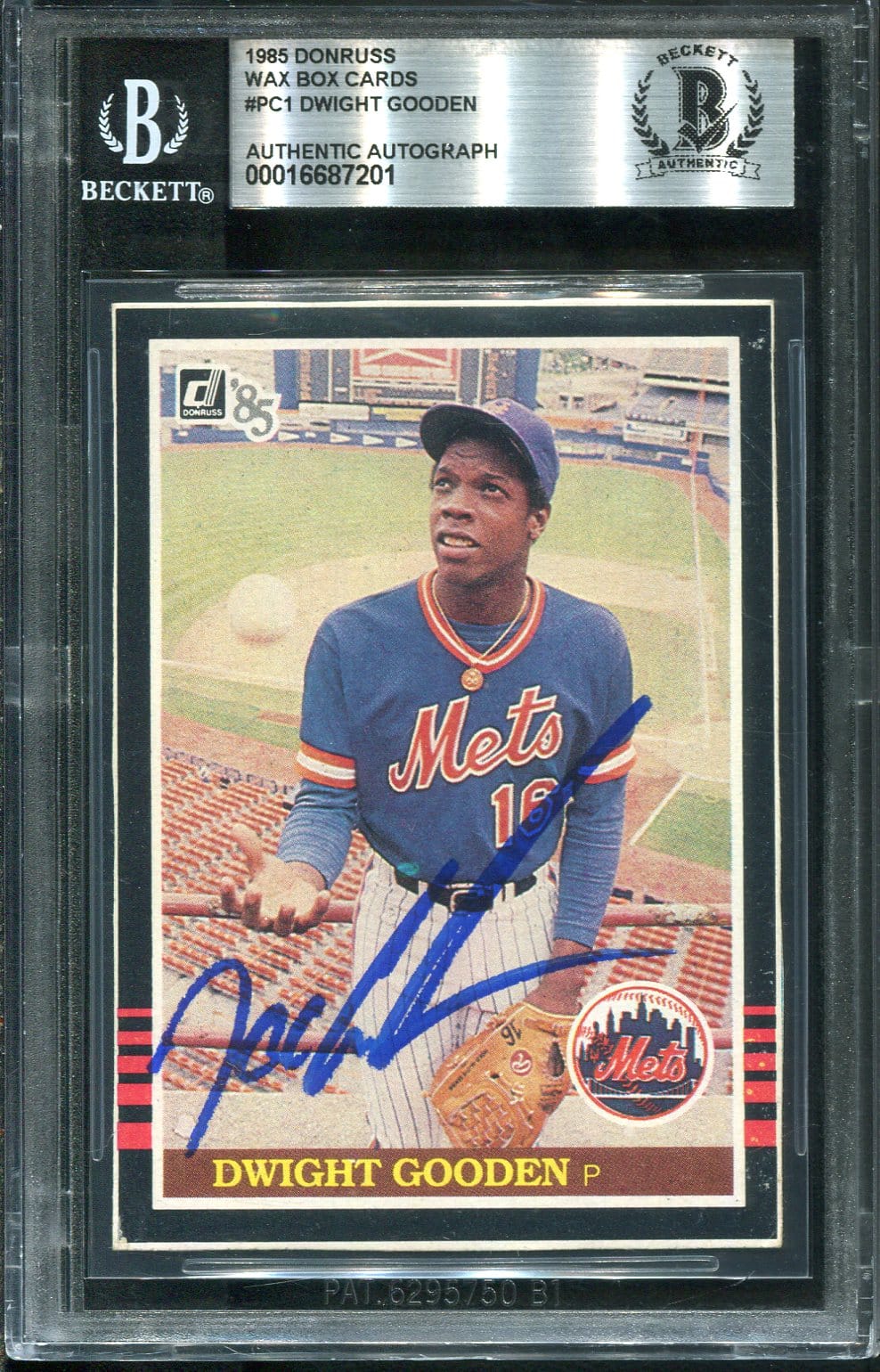 Beckett Authentic 1985 Donruss #PC1 Dwight Gooden Wax Box Cards Autographed Rookie Baseball Card