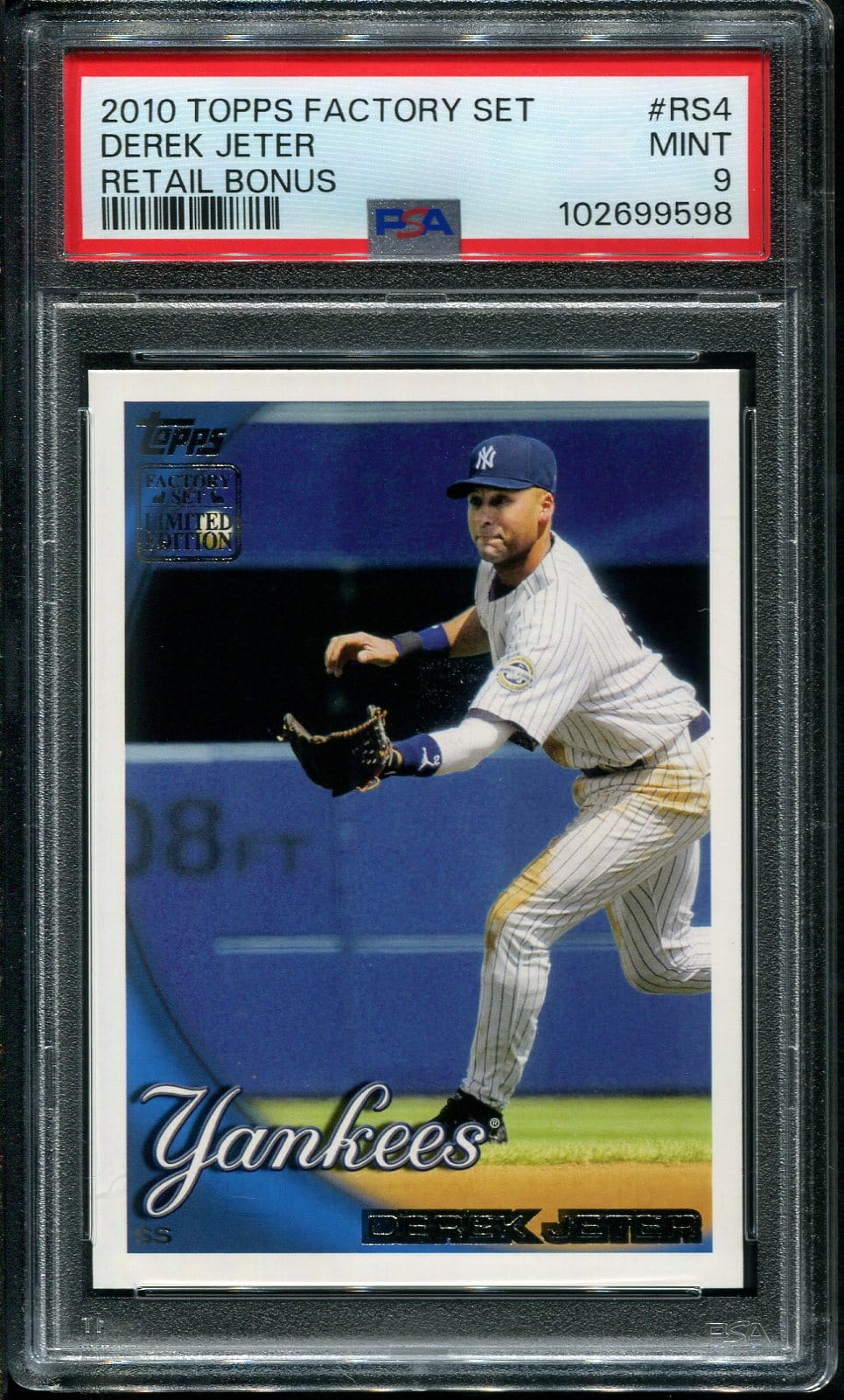 Authentic 2010 Topps Factory Set Retail Bonus #RS4 Derek Jeter PSA 9 Baseball Card
