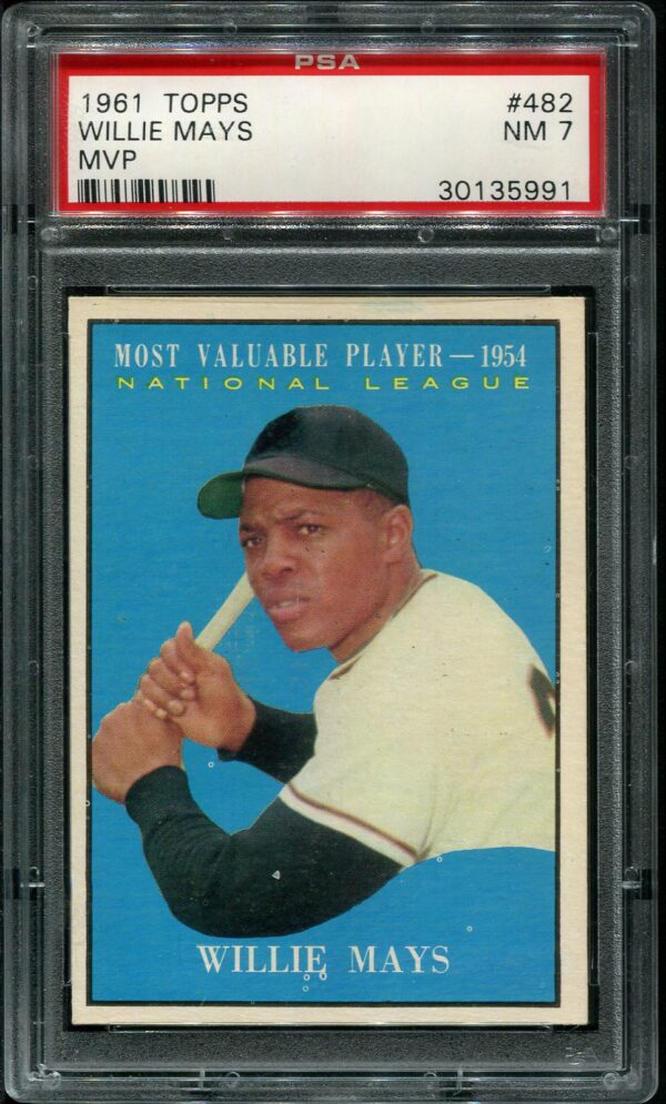 Nice! 1961 Topps #482 Willie Mays MVP PSA 7 HOF (30135991)