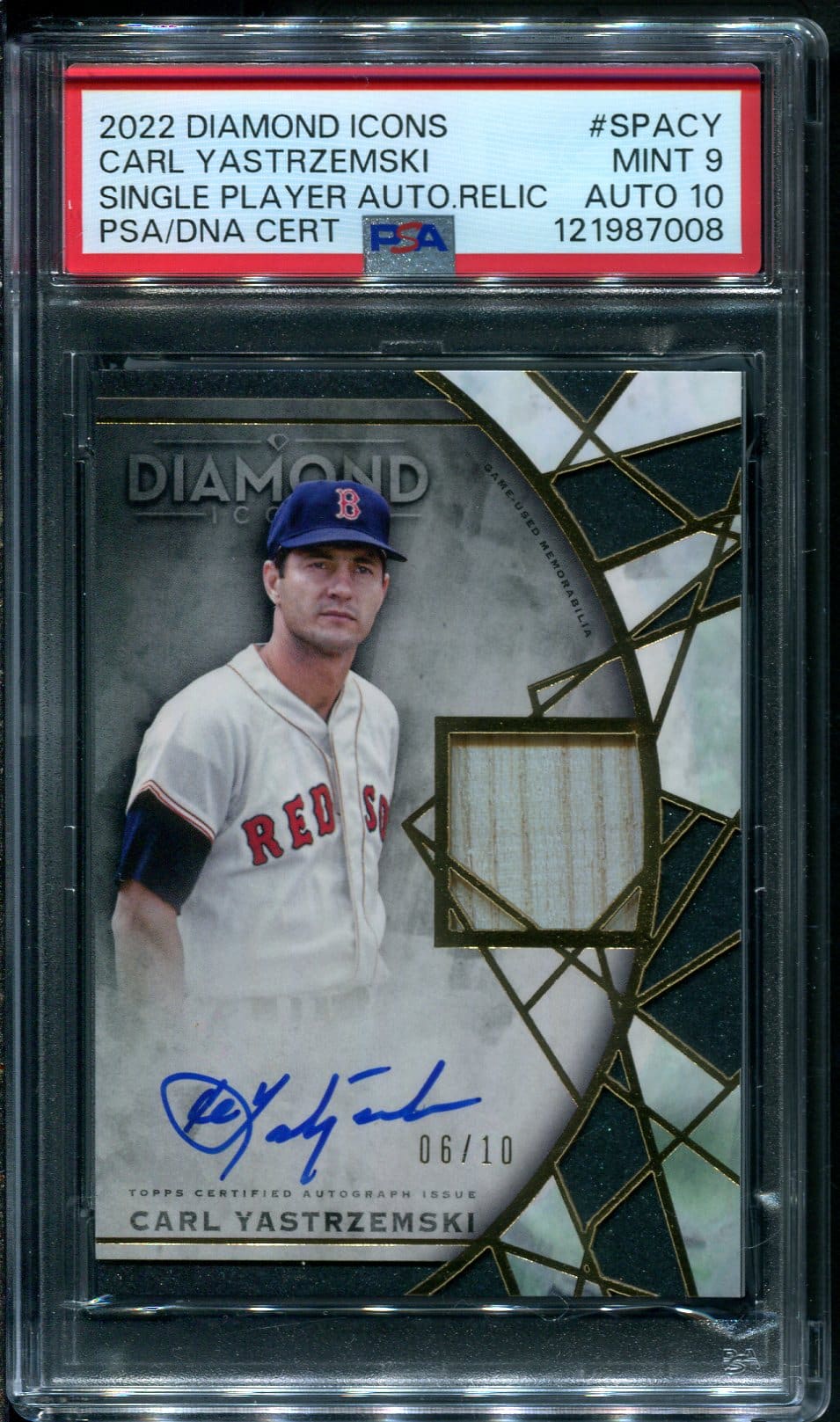 2022 Diamond Stars #SPACY Carl Yastrzemski Single Player Autographed Relic Baseball Card