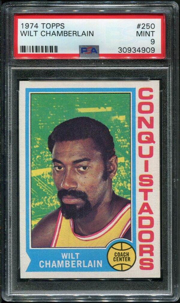 Authentic 1974 Topps #250 Wilt Chamberlain PSA 9 Basketball Card