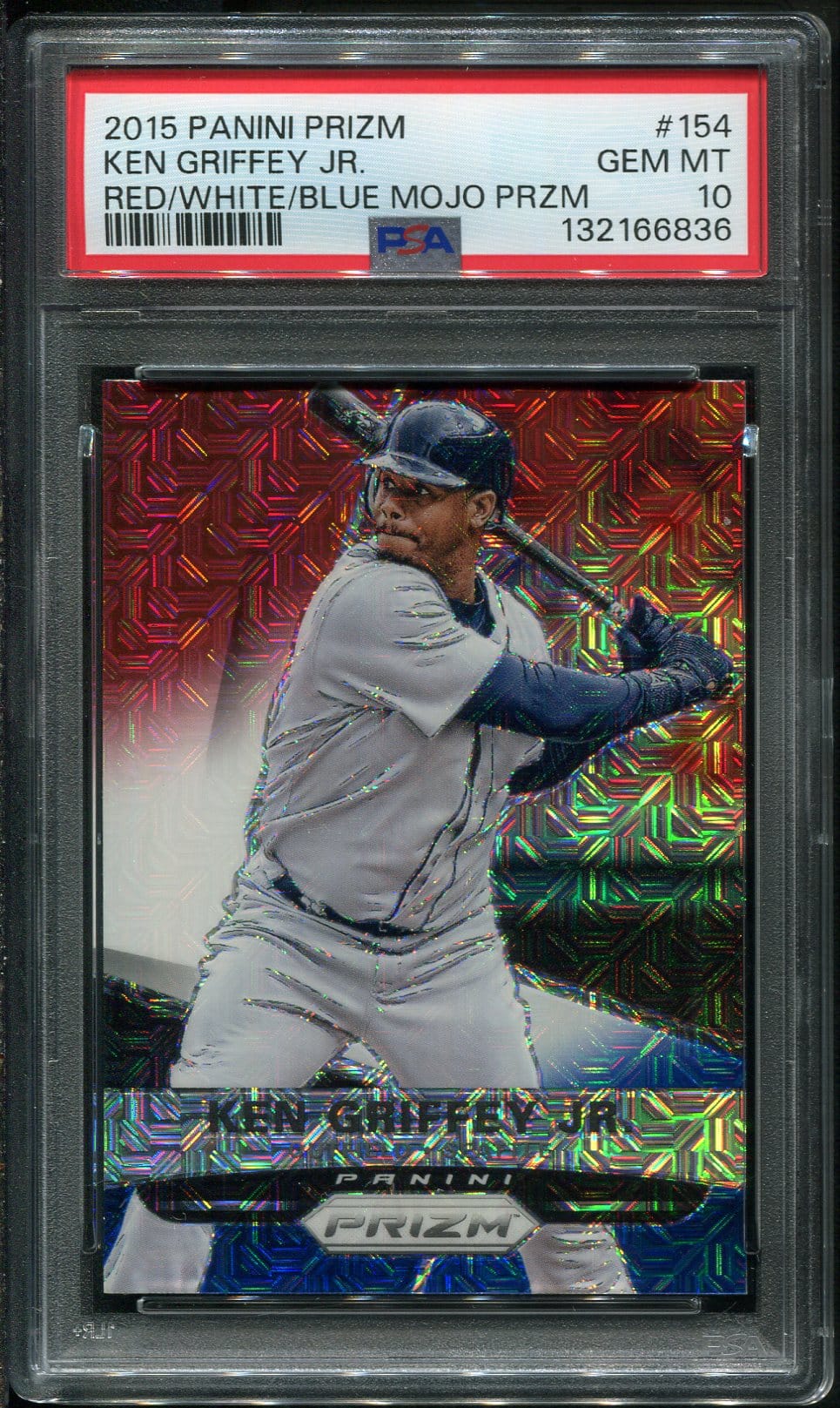 2015 Panini Red White Blue Mojo Prizm #154 Ken Griffey Jr PSA 10 Baseball Card