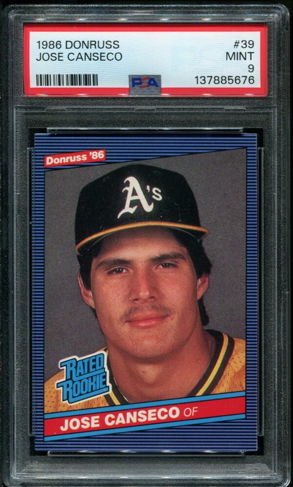 Authentic 1986 Donruss #39 Jose Canseco PSA 9 Rookie Baseball Card