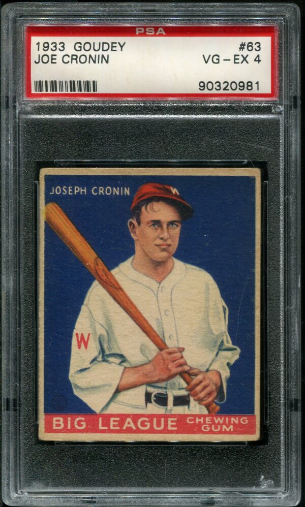 Authentic 1933 Goudey #63 Joe Cronin PSA 4 Vintage Baseball Card