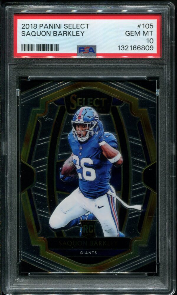 Authentic 2018 Panini Select #105 Saquon Barkley PSA 10 Rookie Football Card