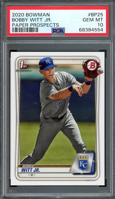 Authentic 2020 Bowman Prospects #BP25 Bobby Witt Jr Rookie PSA 10 Baseball Card