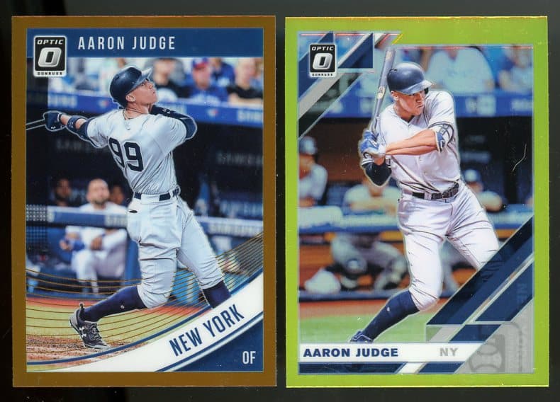 (Lot of 2) 2018 Donruss Optic Bronze Holo #114 & 2019 Donruss Optic Lime Green Holo #121 Aaron Judge- NM or better!