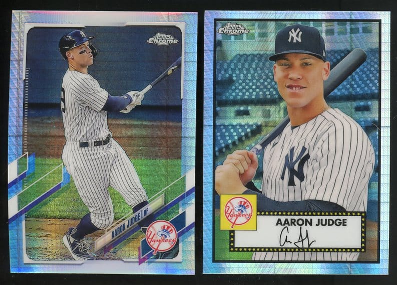 (Lot of 2) 2021 Topps Chrome Prizm Refractor #99 & Platinum Anniversary Prizm Refractor #142 Aaron Judge- NM or better!