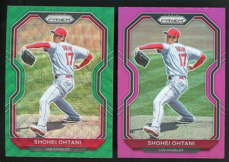 (Lot of 2) 2021 Panini Prizm Pink & 2021 Panini Prizm Green Shohei Ohtani- NM or better!