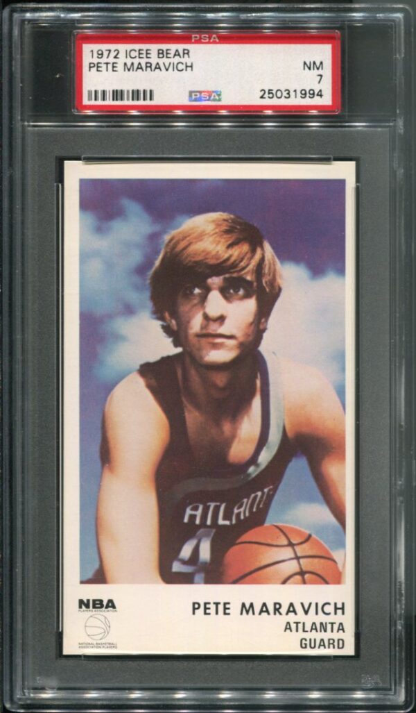 Authentic 1972 Icee Bear Pete Maravich PSA 7 Basketball Card