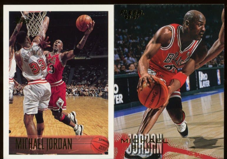 (Lot of 2) 1996 Fleer #13 & 1996 Topps #139 Michael Jordan (NM Or Better)