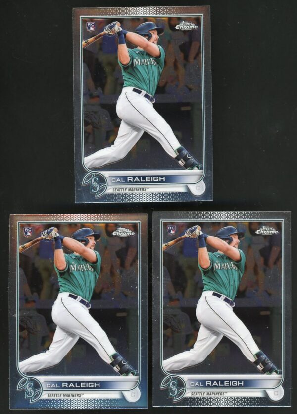 (Lot of 3) 2022 Topps Chrome #149 Cal Raleigh rookie cards - NM Or Better!