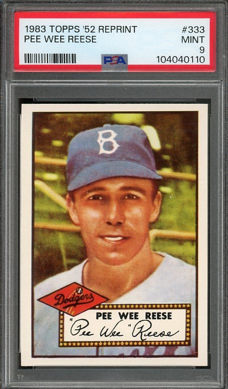 Authentic 1983 Topps (1952 REPRINT) #333 Pee Wee Reese PSA 9 Baseball Card