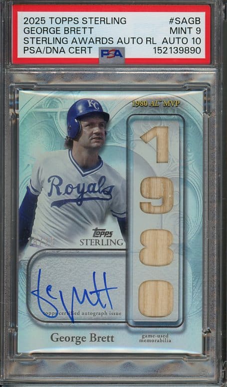 George Brett's 2025 Topps Sterling #SAG Awards Autographed Relic with a MINT PSA 9 - Recently Graded & New PSA Holder