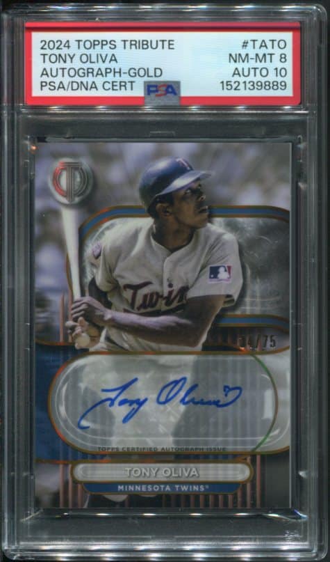 2024 Topps Tribute #TATO Tony Oliva Autograph Gold PSA 8 Auto 10 HOF #34/75
