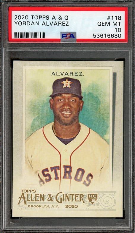 2020 Topps Allen & Ginter #118 Yordan Alvarez PSA 10 Baseball Card - Recently Graded & New PSA Holder