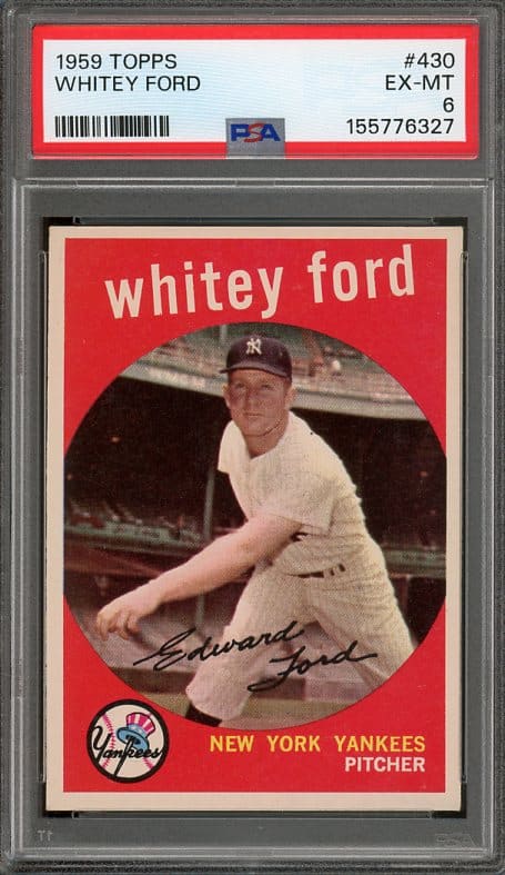 Authentic 1959 Topps #430 Whitey Ford PSA 6 Baseball Card