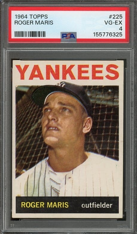 Authentic 1964 Topps #225 Roger Maris PSA 4 Baseball Card - Recently Graded & New PSA Holder