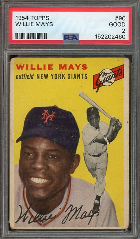 Authentic 1954 Topps #90 Willie Mays PSA 2 Baseball Card - Recently Graded & New PSA Holder