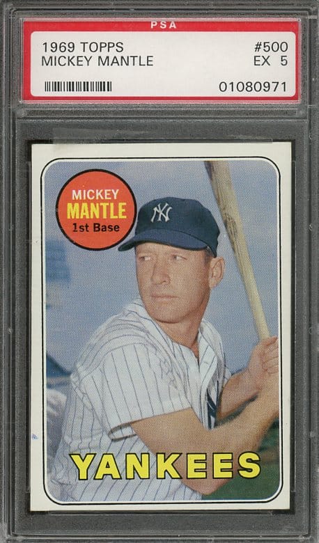 1969 Topps #500 Mickey Mantle Last Name In Yellow PSA 5 Vintage Baseball Card - Recently Graded & New PSA Holder