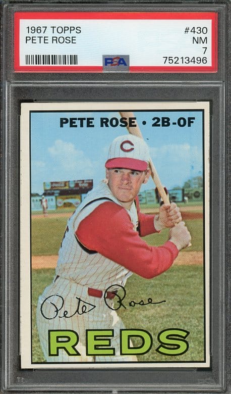 Authentic 1967 Topps #430 Pete Rose PSA 7 Baseball Card - Recently Graded & New PSA Holder