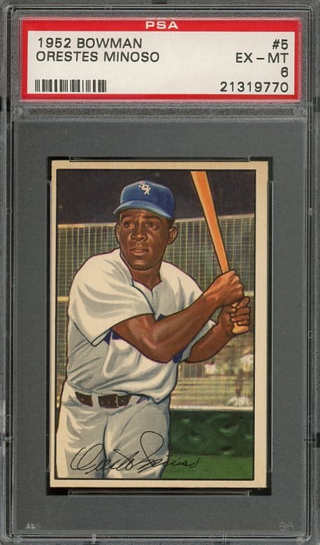 Authentic 1952 Bowman #5 Minnie Orestes Minoso PSA 6 Rookie Baseball Card - Recently Graded & New PSA Holder