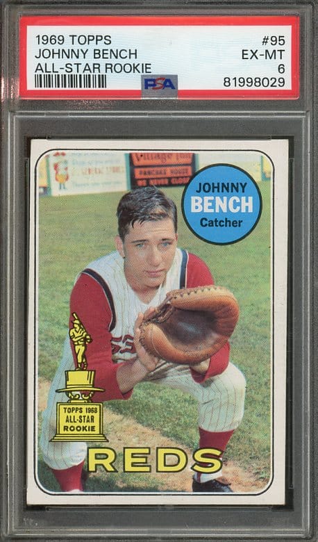 Authentic 1969 Topps #95 Johnny Bench PSA 6 All-Star Rookie Cup Baseball Card