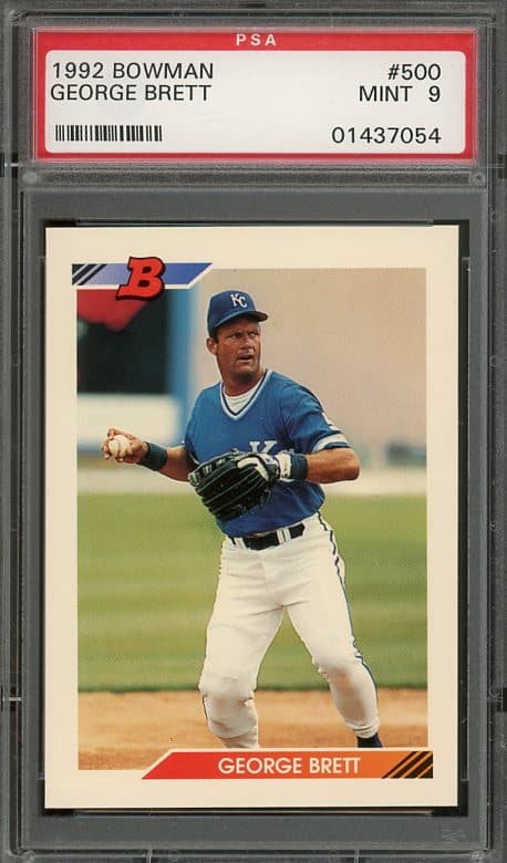 Hall of Famer George Brett's 1992 Bowman #500 baseball card with a MINT PSA 9 grade!- Recently Graded and New PSA Holder