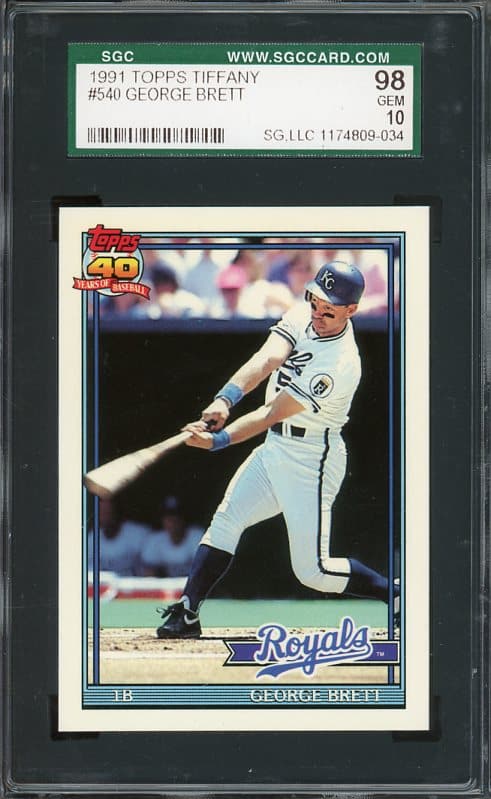 Authentic 1991 Topps Tiffany #540 George Brett SGC 10 grade Baseball Card