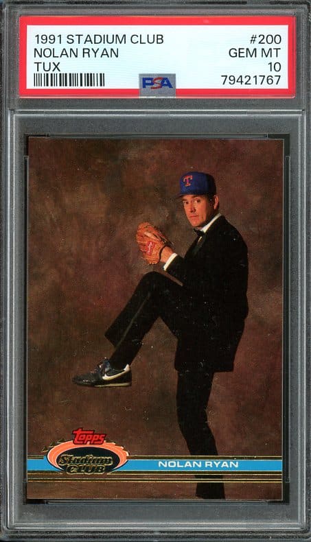 Authentic 1991 Stadium Club #200 Nolan Ryan PSA 10 Baseball Card - Recently Graded & New PSA Holder
