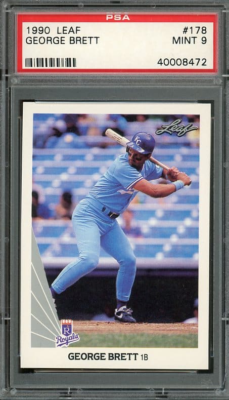 Authentic 1990 Leaf #178 George Brett PSA 9 Baseball Card - Recently Graded and New PSA Holder