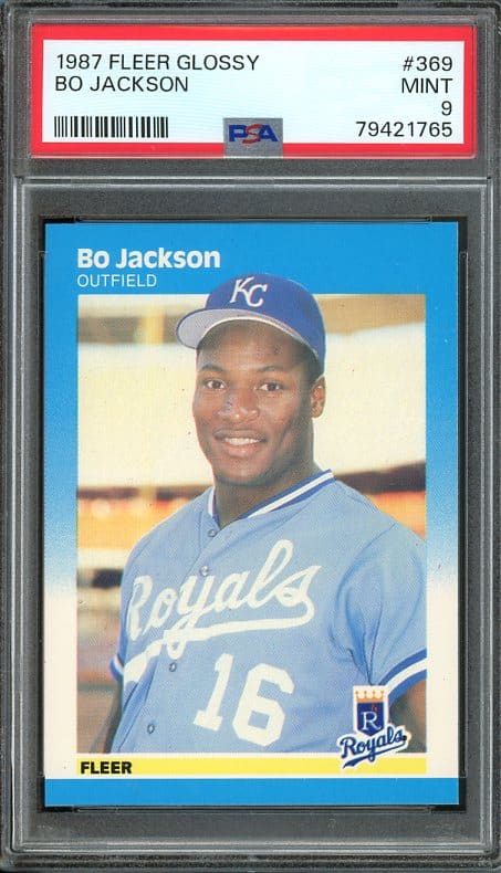 Authentic 1987 Fleer #369 Bo Jackson Glossy Rookie PSA 9 Baseball Card - Recently Graded and New PSA Holder