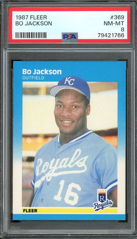 Authentic 1987 Fleer #369 Bo Jackson Rookie PSA 8 Baseball Card - Recently Graded and New PSA Holder